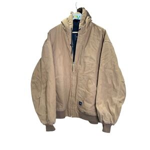 Walls Workwear Men's Hooded Tan Canvas Work Jacket Big Tall 3XL